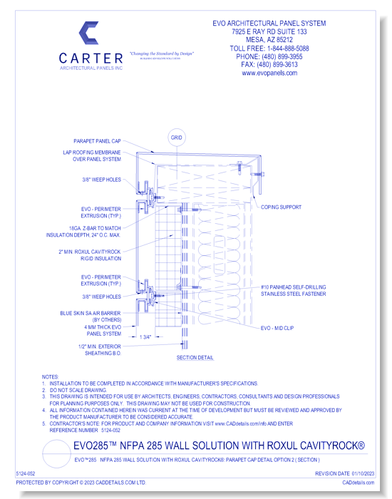 EVO™285 NFPA 285 Wall Solution with ROXUL CavityRock®: Parapet Cap ...