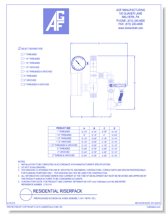 Residential RiserPACK - AGF Manufacturing - CADdetails