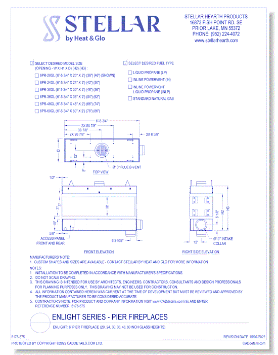 Enlight: 6' Pier Fireplace (20, 24, 30, 36, 48, 60 Inch Glass Heights)