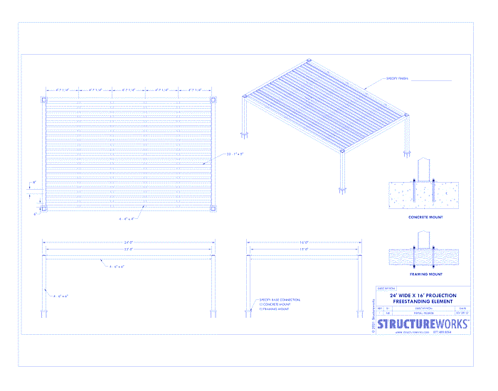 Trex Pergola Element: 24' W x 16' P Freestanding Trex Pergola Element