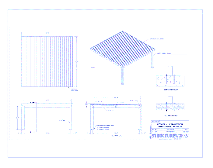 Trex Pergola Pavilion: 16' W x 16' P Freestanding Trex Pergola Pavilion