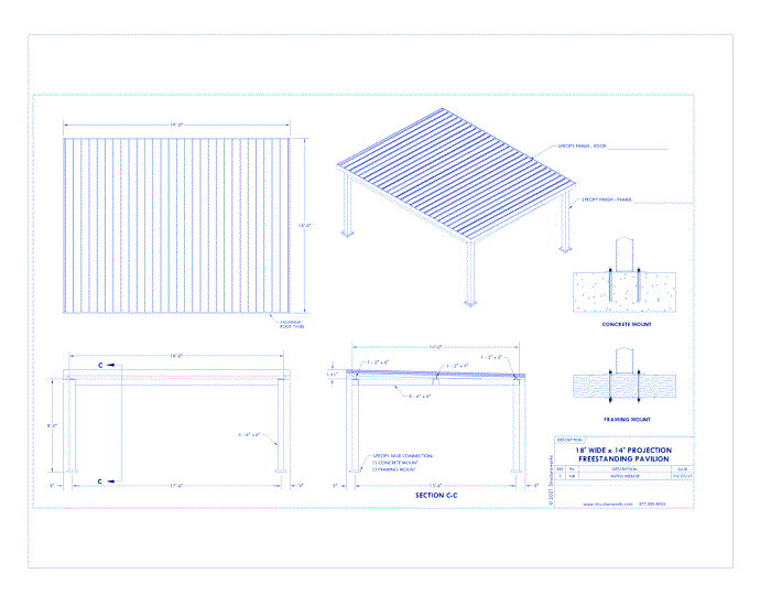 Trex Pergola Pavilion: 18' W x 14' P Freestanding Trex Pergola Pavilion