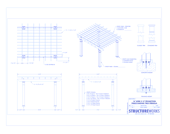 Trex Pergola: 14' W x 12' P Freestanding Trex Pergola