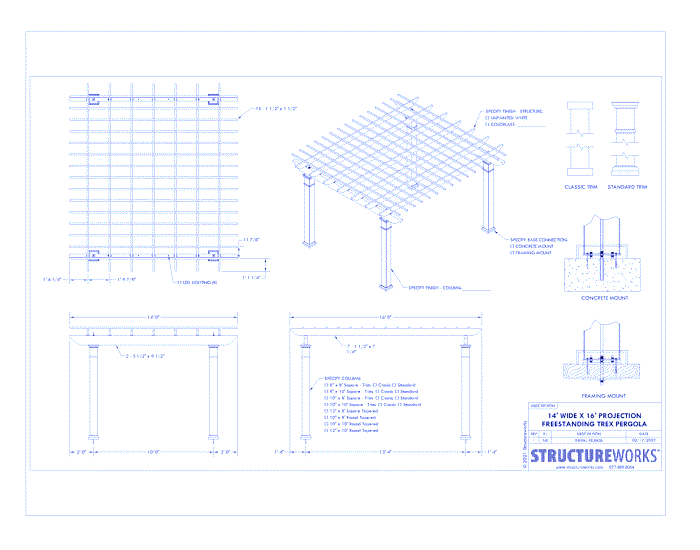 Trex Pergola: 14' W x 16' P Freestanding Trex Pergola