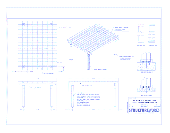 Trex Pergola: 14' W x 18' P Freestanding Trex Pergola