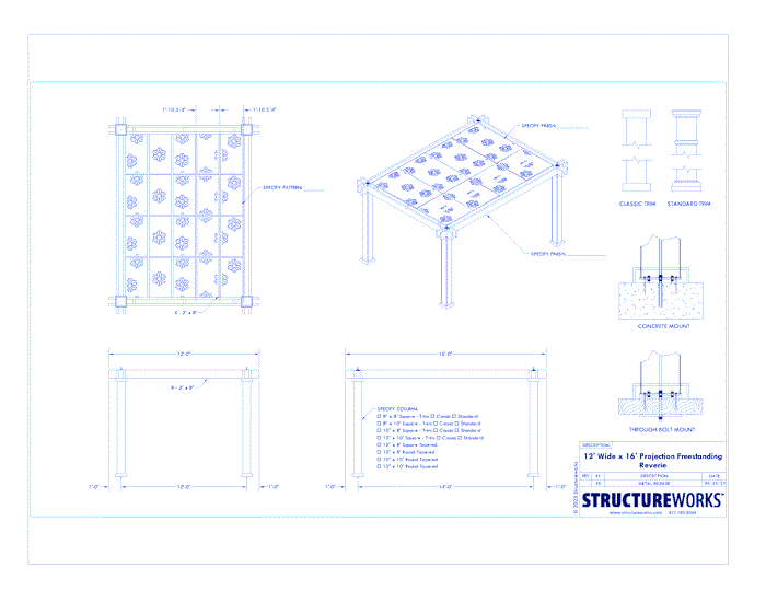 Reverie: 12' W X 16' P Freestanding Reverie Shade Structure