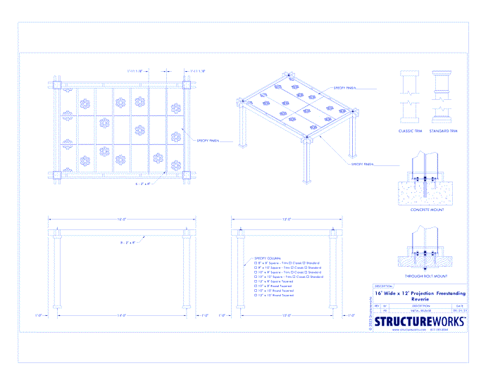 Reverie: 16' W X 12' P Freestanding Reverie Shade Structure