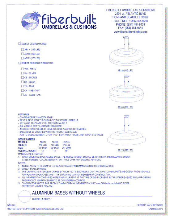 Aluminum Umbrella Bases Without Wheels