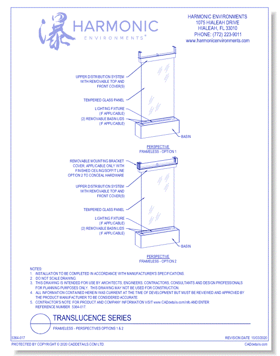 Translucence Series: Frameless - Perspectives Options 1 & 2