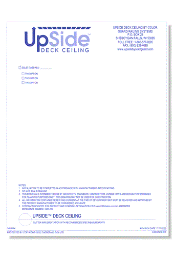 UpSide™ Deck Ceiling: Gutter Implementation with Recommended Spec/Measurements