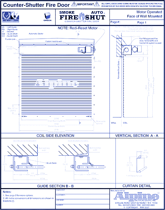 Auto Smoke Fire-Shut® Face Mounted to Masonry: Motor Operation