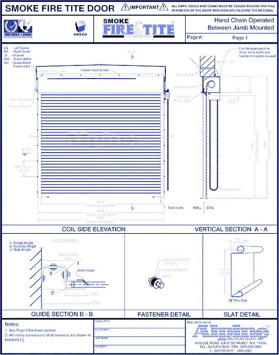 Smoke Fire-Tite® Between Jamb Mounted (Packout): Hand Chain Operation