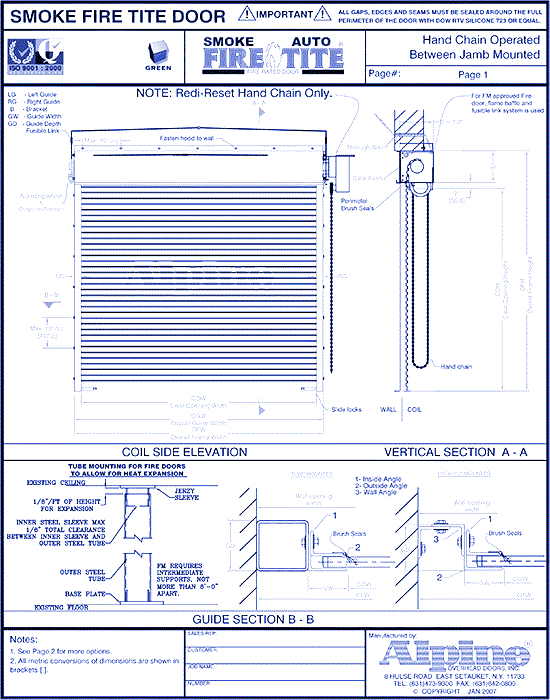 Auto Smoke Fire-Tite® Between Tube Mounted: Hand Chain Operation