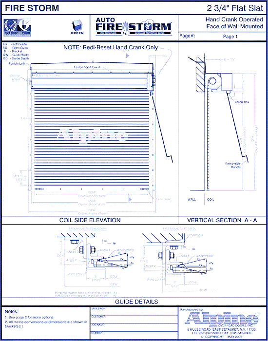 Auto Fire-Storm® Face Mounted to Steel: Hand Crank Operation