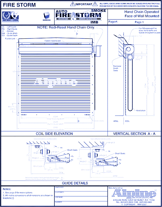 Auto Smoke Fire-Storm® IMB Face Mounted to Masonry: Hand Chain Operation