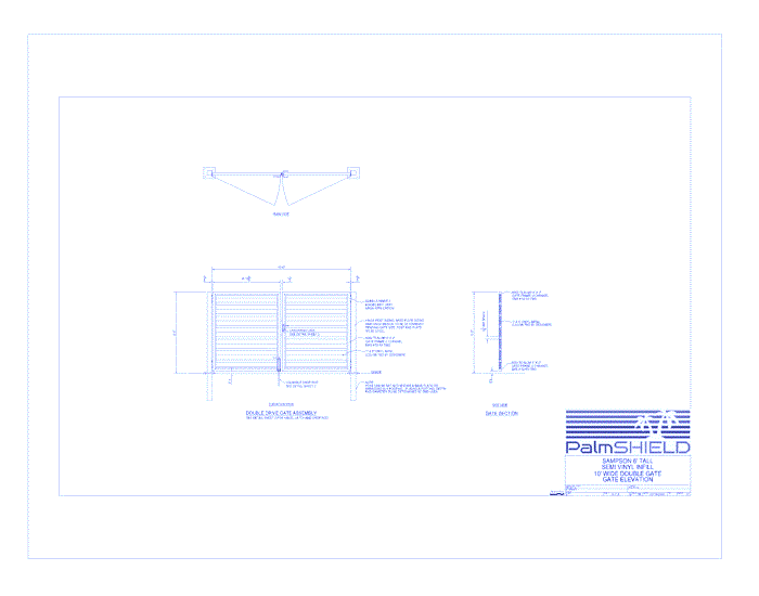 Sampson Semi-Private Vinyl Swing Gates: 6' Tall Semi Vinyl Infill 10' Wide Double Gate - Gate Elevation