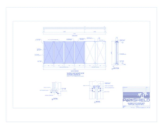 Tiger Cantilever Slide Gates: Vertical Louver Infill Sliding Cantilever Gate