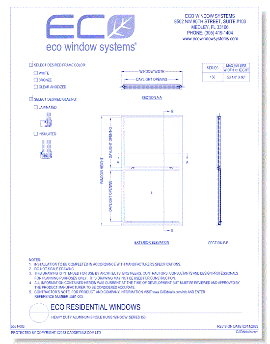 Heavy Duty Aluminum Single Hung Window: Series 150 