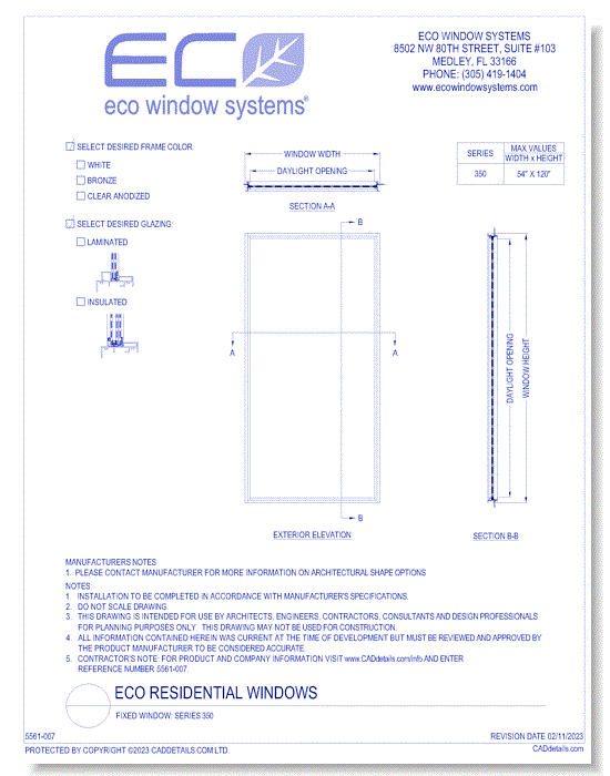 Fixed Window: Series 350 