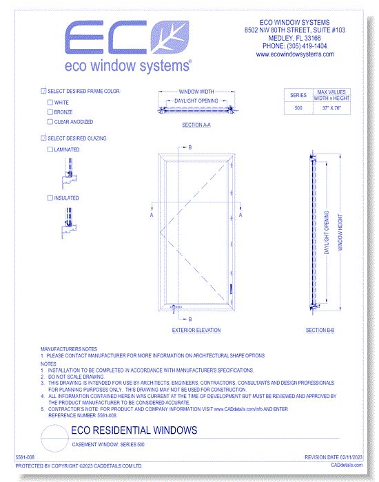 Casement Window: Series 500 