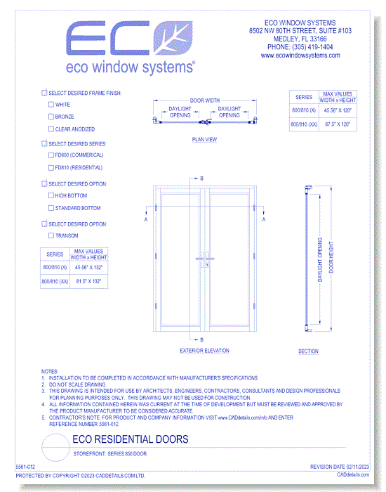 Storefront: Series 850 Door