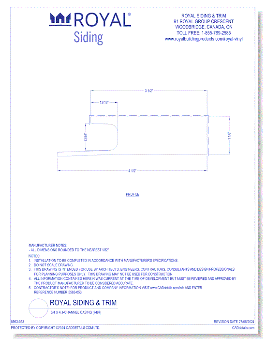 5/4 x 4 J-Channel Casing (7467)