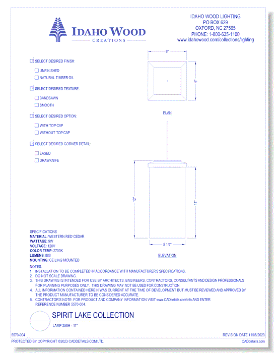 Spirit Lake: Lamp 258H - 11"