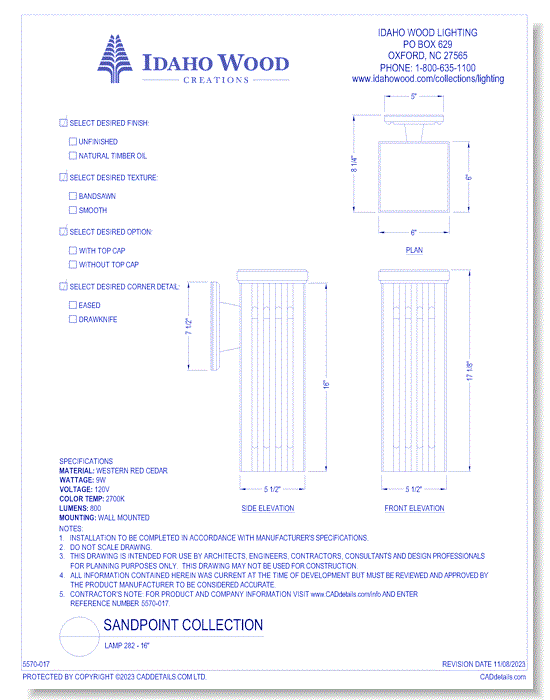 Sandpoint: Lamp 282 - 16"