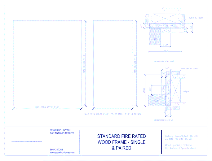 Standard Fire Rated Wood Frame - Single&Pair 8.5x11