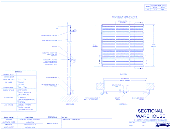 401 - Sectional Warehouse Steel Doors (Non-Insulated)