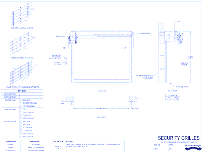 670, 671 EES - Security Grille Emergency Egress