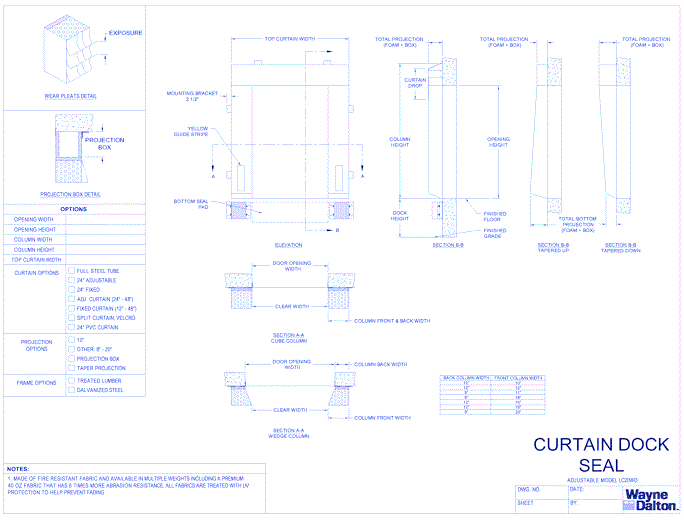 Adjustable Curtain Dock Seal LC20WD