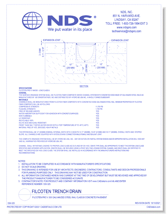 FILCOTEN Pro V 300 Galvanized Steel Rail Class B Concrete Pavement