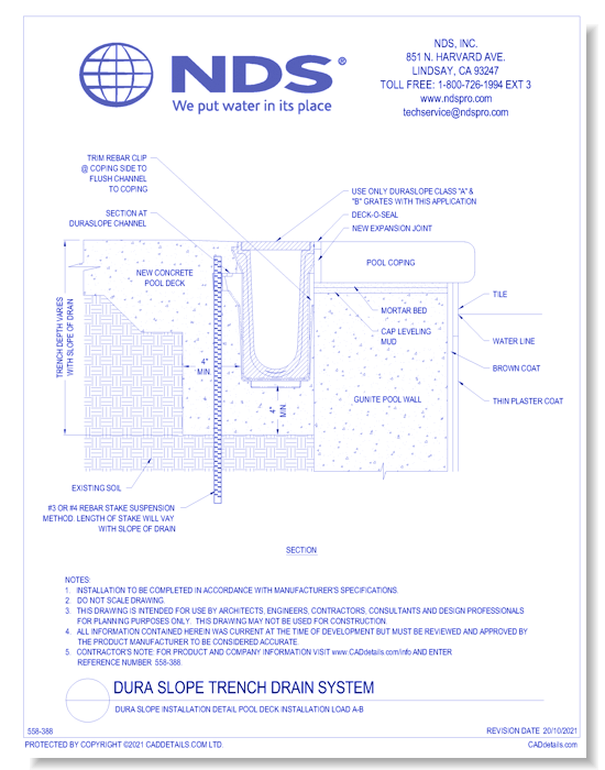 Dura Slope Installation Detail Pool Deck Installation LOAD A-B - CADdetails