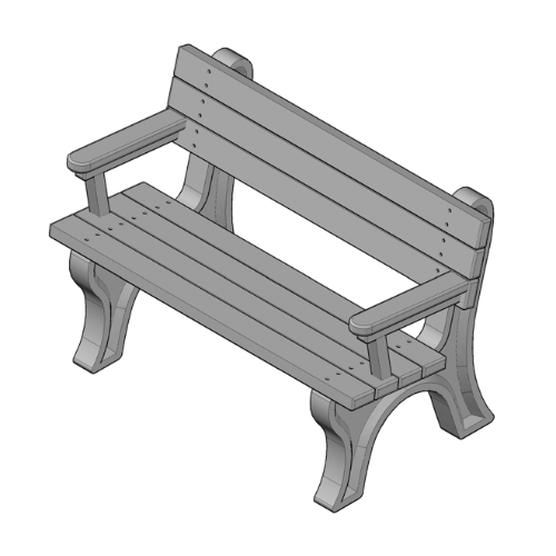 Deluxe 4' Backed Bench with arms (ASM-DB4BA)