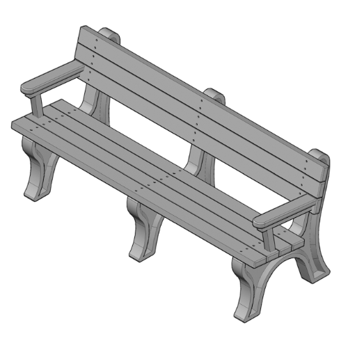 Deluxe 6' Backed Bench with arms (ASM-DB6BA)