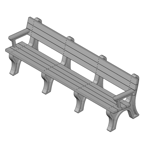 Deluxe 8' Backed Bench with arms (ASM-DB8BA)