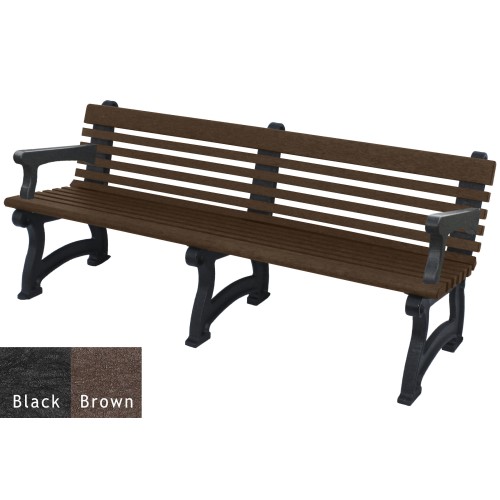 CAD Drawings Polly Products Willow 6' Backed Bench with arms (ASM-WB6BA)