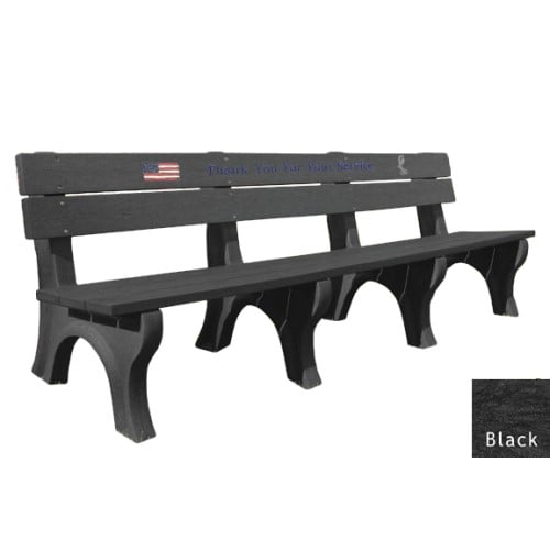 CAD Drawings Polly Products 8' Veterans Bench, standard engraving & inlay (ASM-VET8B)