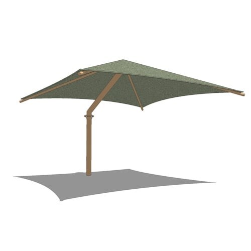 Offset Single Post Pyramid Shade System - 16' x 16'