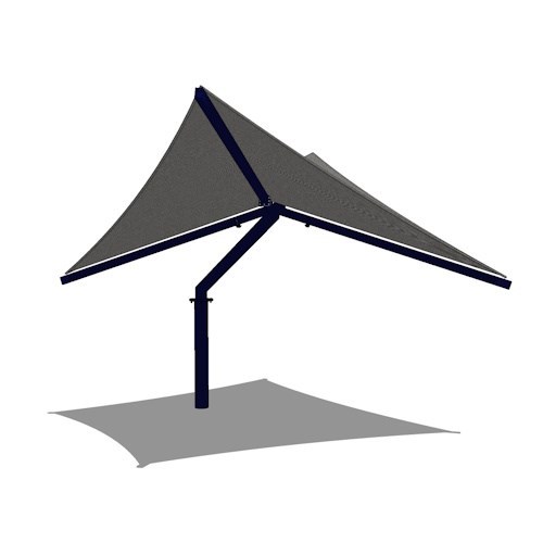 Offset Single Post Hypar Shade System - 16' x 16