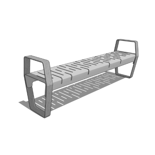 Marina Metal Backless Bench w/ Armrest (MARM2-4A-G1)