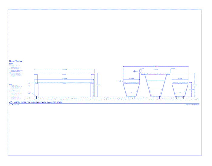 Cruiser Table w/ Backless Bench (CRU4-2-G1)