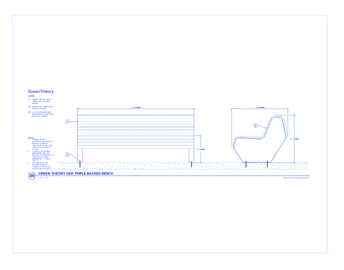 Dek Triple Backed Bench (DEK1-2-G1)