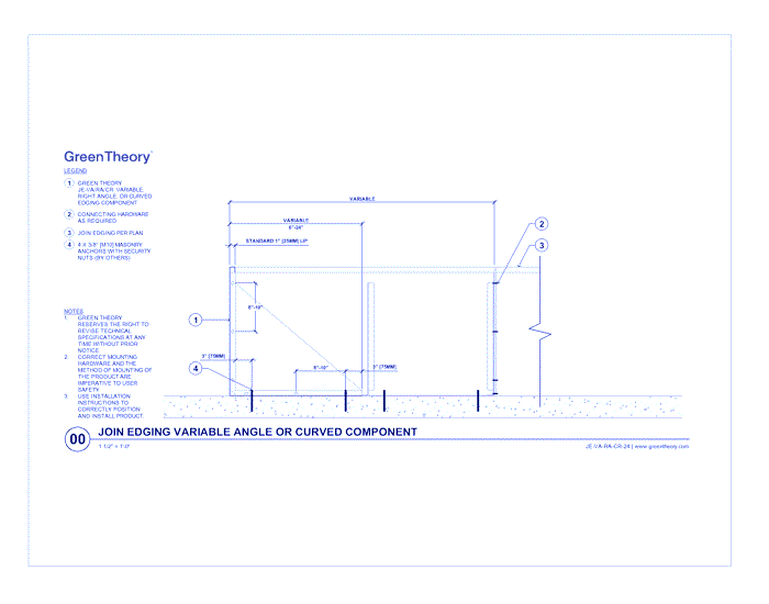 Join Edging Variable Angle or Curved Component (JE-VA-RA-CR-24)