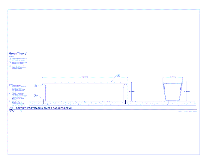 Marina Timber Backless Bench (MART2-4-G1)