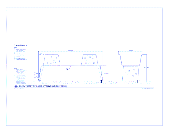 Sit 4 Seat Opposing Backrest Bench (SIT1-G4)