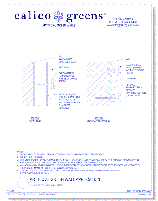 Artificial Green Wall Application: Calico Greens Anchor System