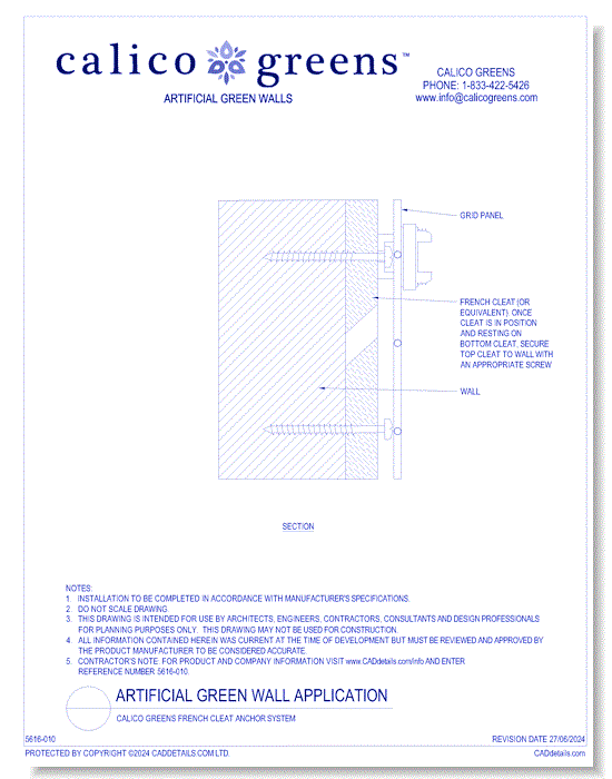 Artificial Green Wall Application: Calico Greens French Cleat Anchor System