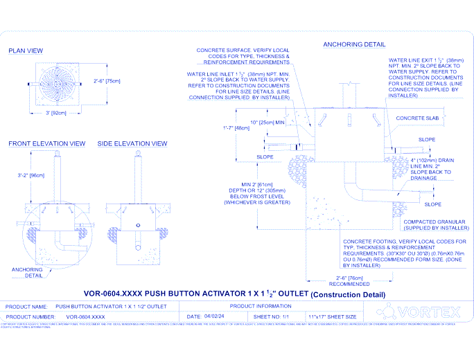 Push Button Hydraulic Activator 1 outlet (VOR 604)